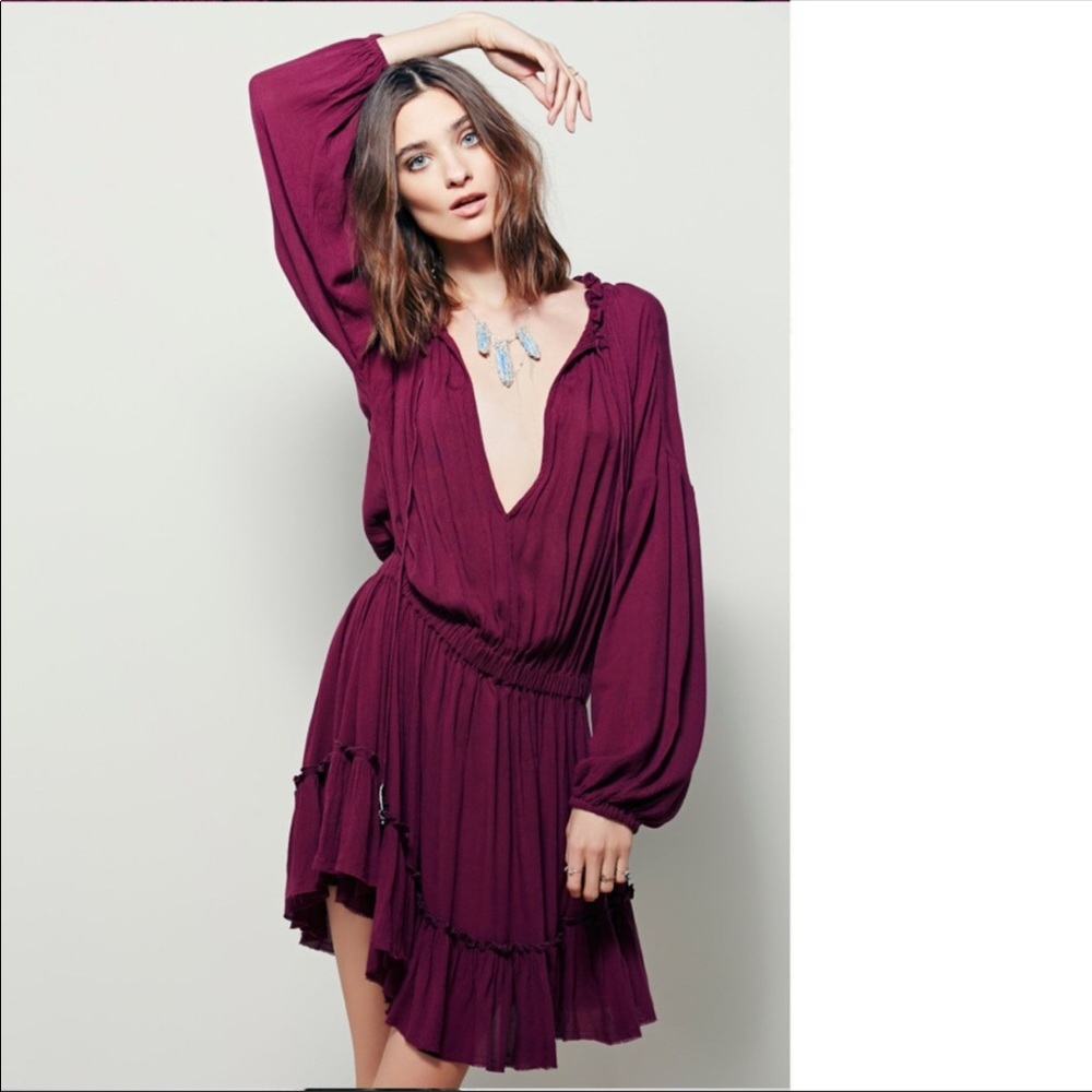 Santa Fe plunge neck boho dress NWT